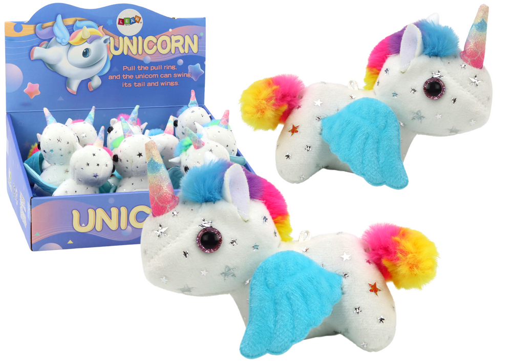 Unicorn Plush Pull-On Jumping Horse, White