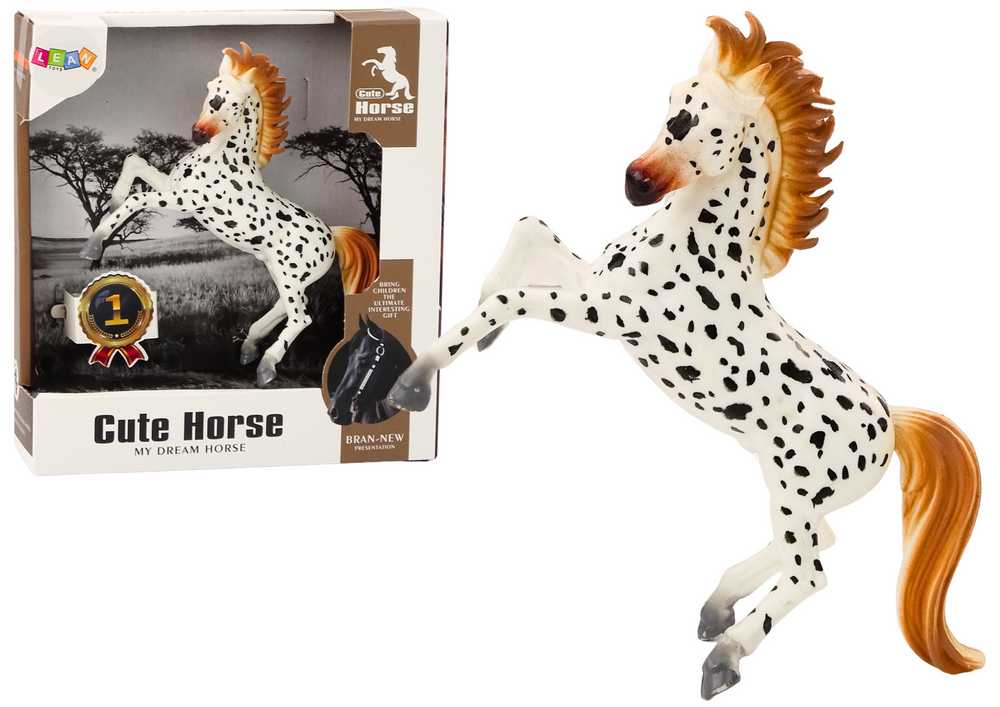 Horse Figurine White Horse with Polka Dots Standing Stable Farm Cute Horse