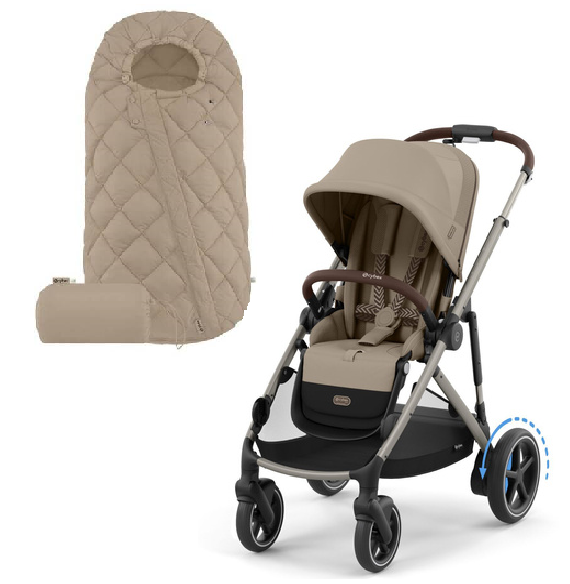 Cybex E-Gazelle S Almond Beige Прогулочная коляска + Спальный мешок Cybex Snogga 2 Almond Beige