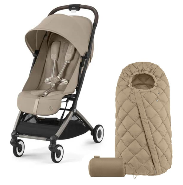 Cybex Orfeo Almond Beige/Taupe Прогулочная коляска + Спальный мешок Cybex Snogga 2