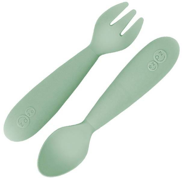 EZPZ Komplet Silikonowych Sztućców Mini Utensils Pastelowa Zieleń