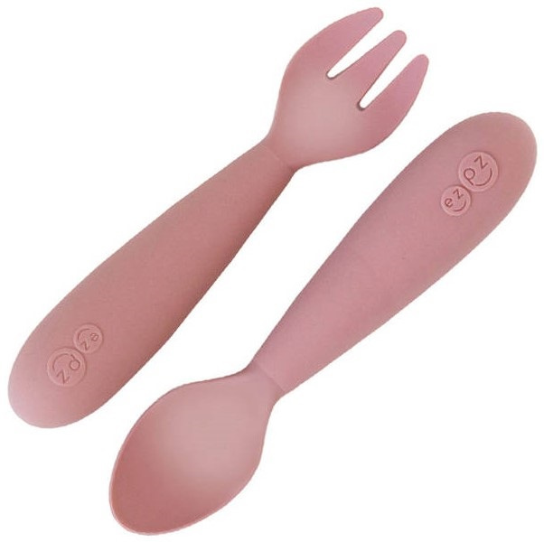 EZPZ Komplet Silikonowych Sztućców Mini Utensils Pastelowy Róż