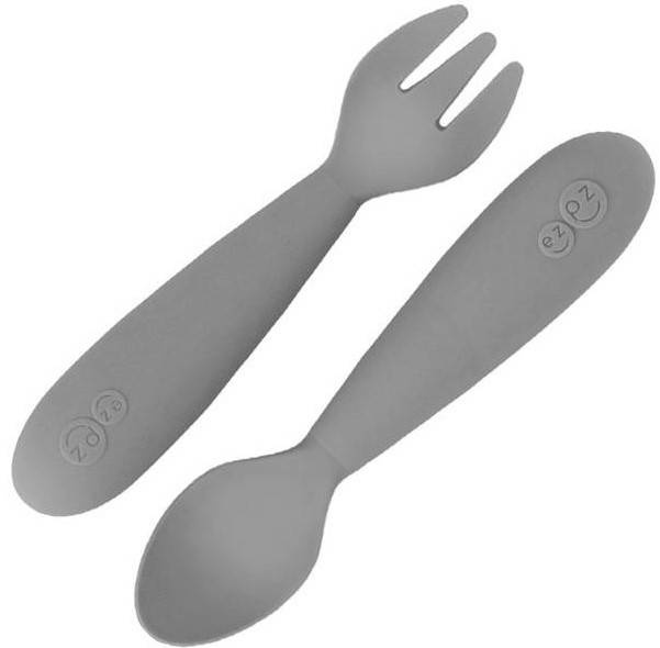 EZPZ Komplet Silikonowych Sztućców Mini Utensils Szary