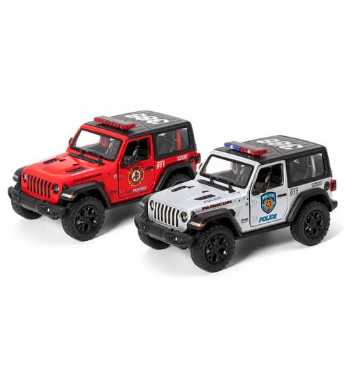 Металлическая моделька машинка 2018 Jeep Wrangler (Police/ Firefighter) 1:34 KT412PR