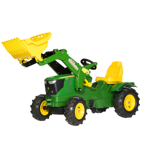 Детский Трактор с педалями и ковшом (надувн. колеса)  Rolly Toys rollyFarmtrac John Deere 6210R (3-8 лет) 611002