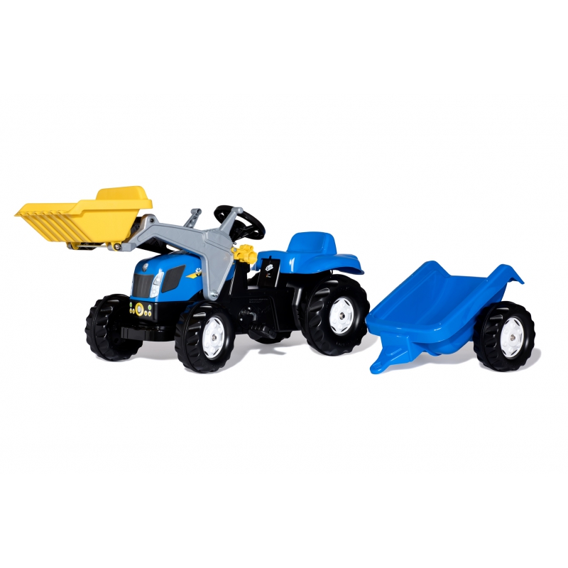 Rolly Toys rollyKid-X New Holland rollyKid Traktor z łyżką i przyczepką Niebieski