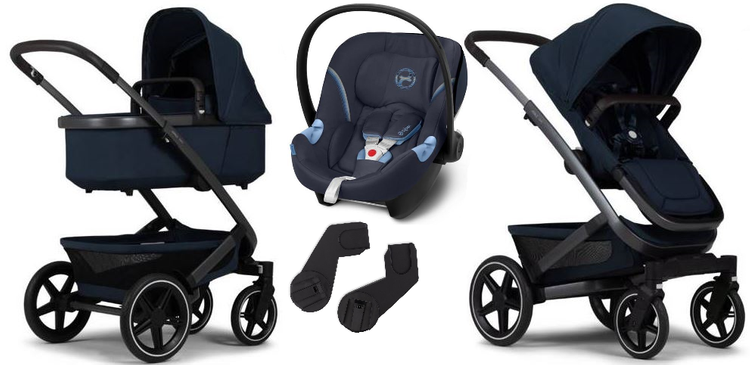 Joolz Geo 3 Wózek Głęboko-Spacerowy Mono Cybex Aton M Fotelik Samochodowy 0-13kg + Adaptery Górne Navy Blue